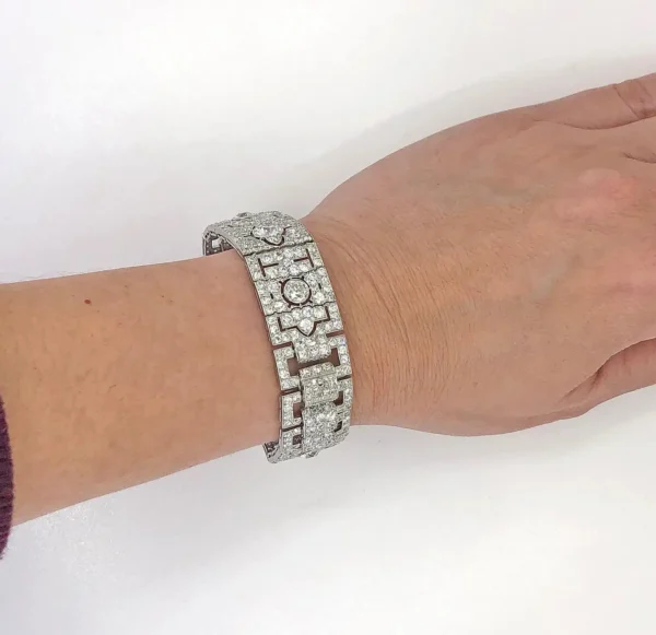 Cartier Paris Art Deco Diamond Platinum Strap Bracelet - Image 3