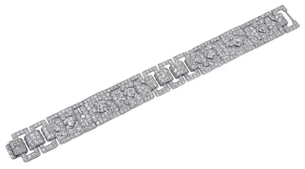 Cartier Paris Art Deco Diamond Platinum Strap Bracelet - Image 2