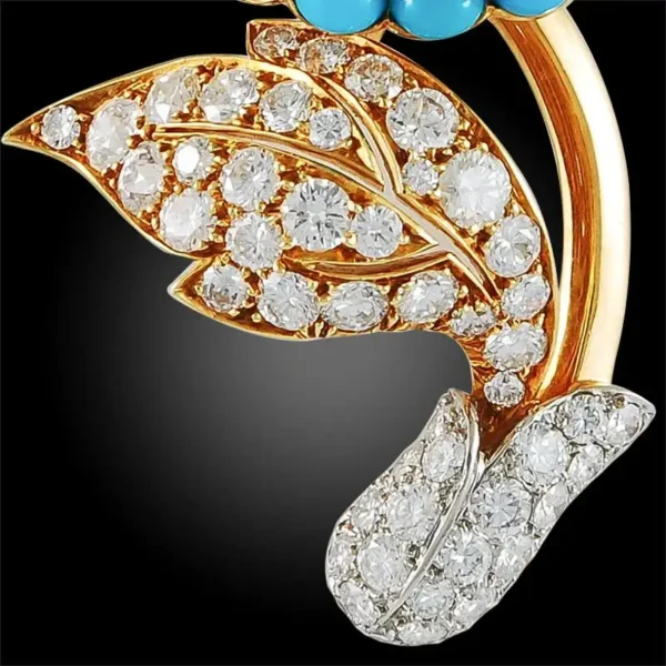 Cartier Paris Large Round Diamond Amethyst Turquoise Brooch - Image 5