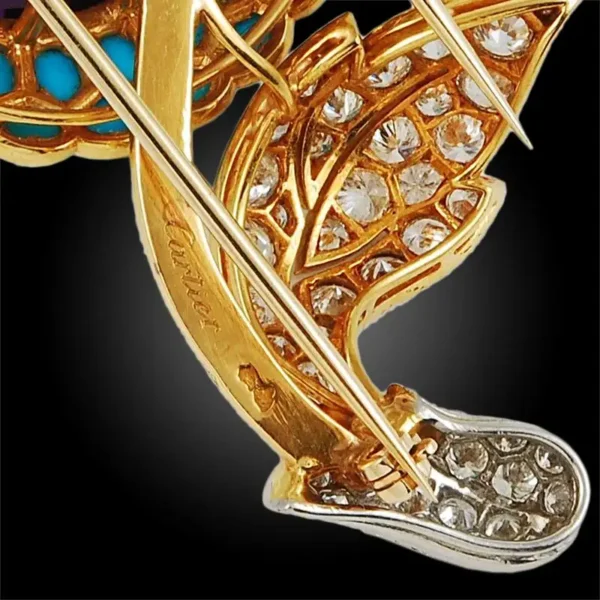 Cartier Paris Large Round Diamond Amethyst Turquoise Brooch - Image 4