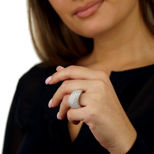 Cartier Pave Diamond White Gold Cocktail Ring Size 6 - Image 4