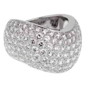 Cartier Pave Diamond White Gold Cocktail Ring Size 6