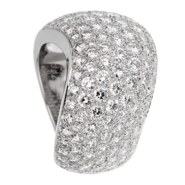 Cartier Pave Diamond White Gold Cocktail Ring Size 6 - Image 2