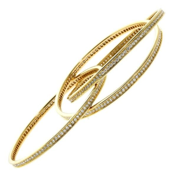Cartier Trinity 6.45ct Full Diamond Yellow Gold Bangle Bracelet - Image 2