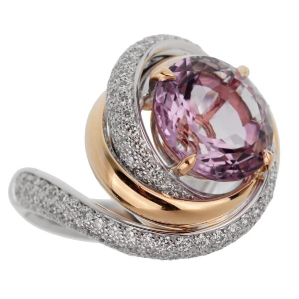 Cartier Trinity Ruban Amethyst Diamond White Gold Ring - Image 2