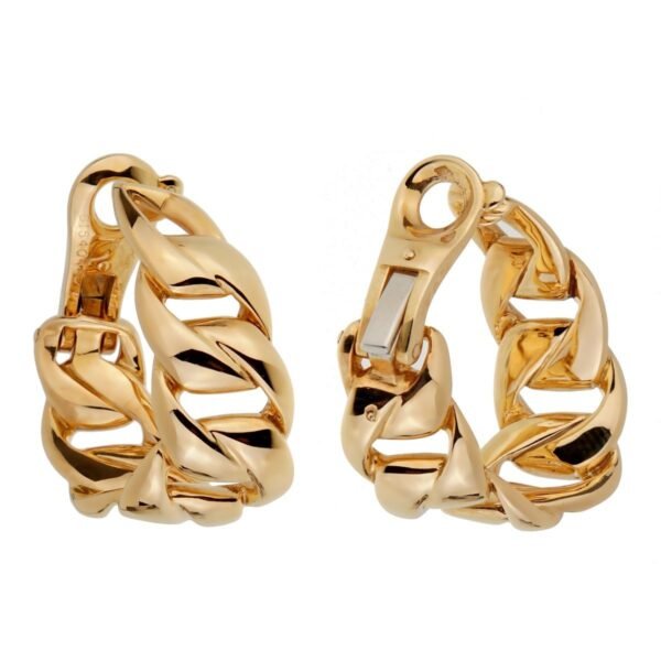 Cartier Vintage Chain Link 18k Yellow Gold Hoop Earrings - Image 2