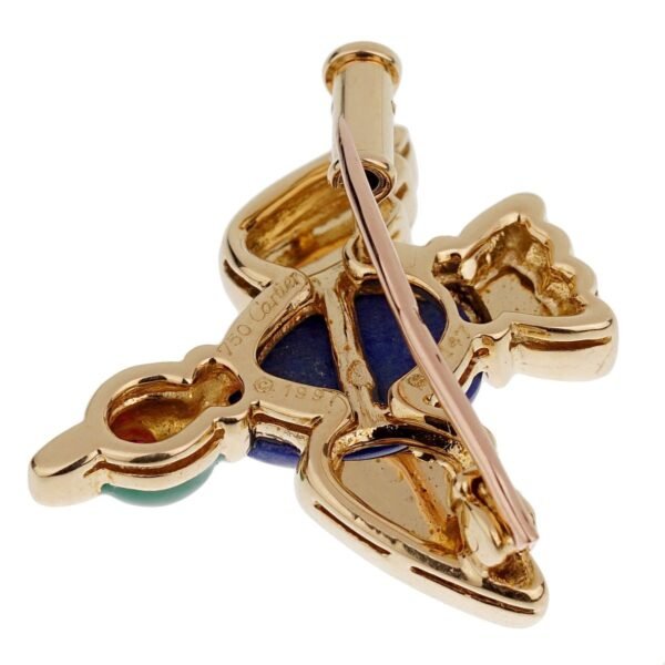 Cartier Vintage Lapis Lazuli Ruby Yellow Gold Bird Duck Pin Brooch - Image 3