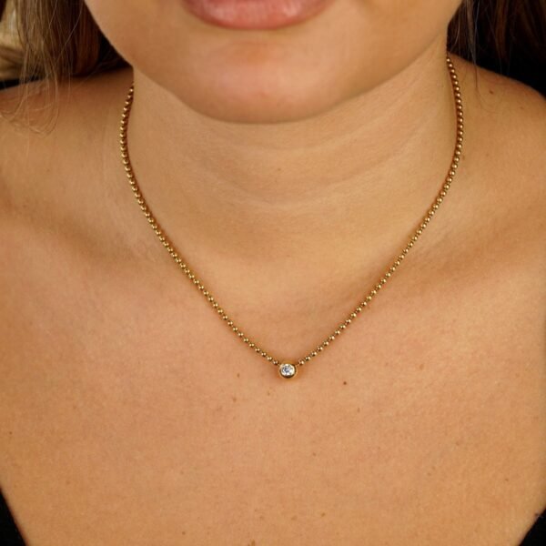 Cartier Vintage Solitaire Diamond Gold Pendant Necklace - Image 3