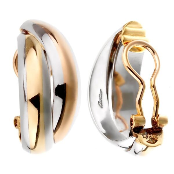 Cartier Vintage Trinity Rose Yellow Gold Stainless Steel Earrings - Image 2
