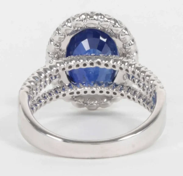 Certified Royal Blue Sapphire Diamond Ring - Image 4