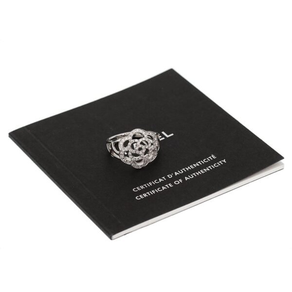 Chanel Camellia White Gold Diamond Cocktail Ring - Image 4