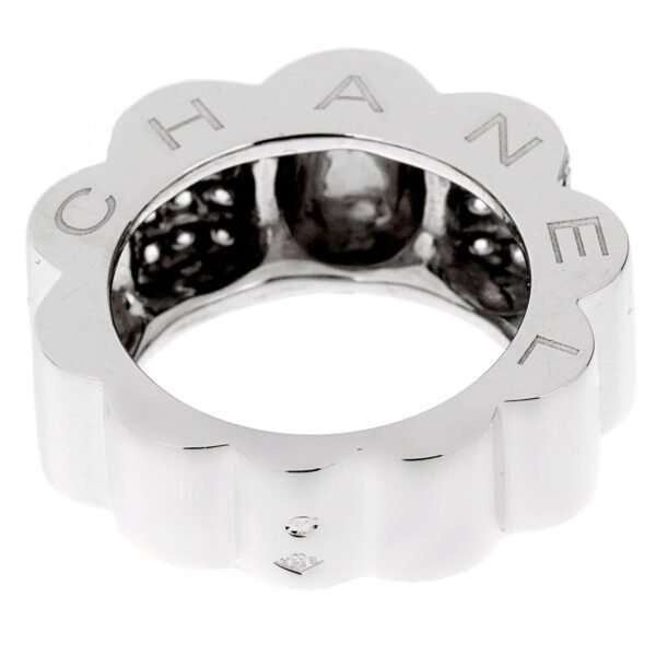 Chanel Camellia White Gold Diamond Cocktail Ring Sz 5 1/2 - Image 3