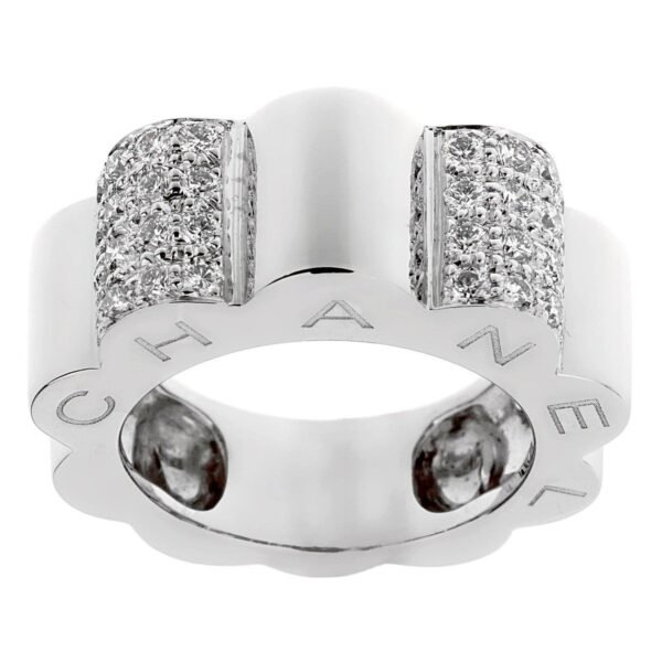 Chanel Camellia White Gold Diamond Cocktail Ring Sz 5 1/2 - Image 2