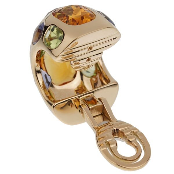 Chanel Coco Citrine Peridot Iolite Yellow Gold Hoop Earrings - Image 3