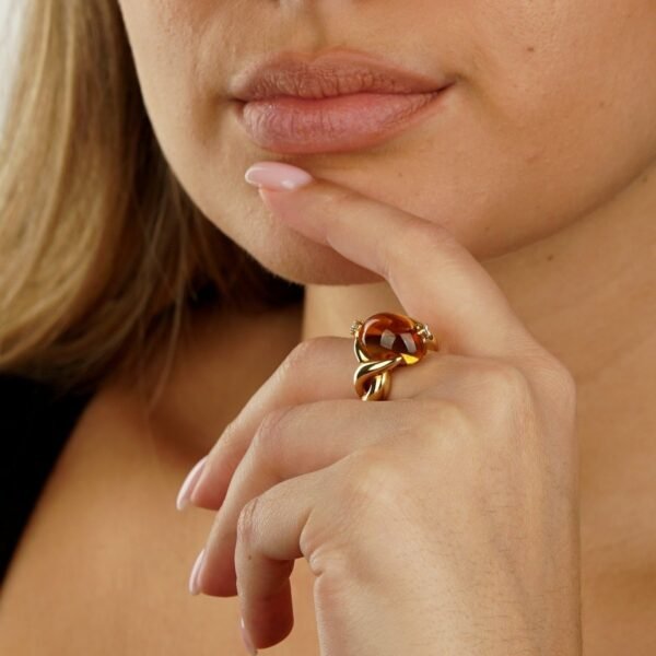 Chanel Comete Diamond Citrine Yellow Gold Ring Sz 6 1/4 - Image 5
