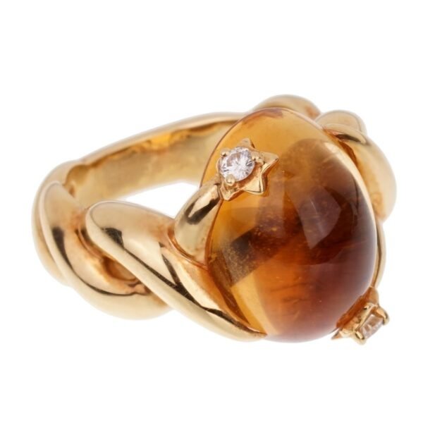 Chanel Comete Diamond Citrine Yellow Gold Ring Sz 6 1/4 - Image 2