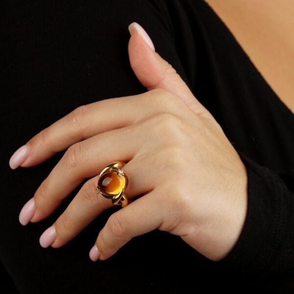 Chanel Comete Diamond Citrine Yellow Gold Ring Sz 6 1/4 - Image 4