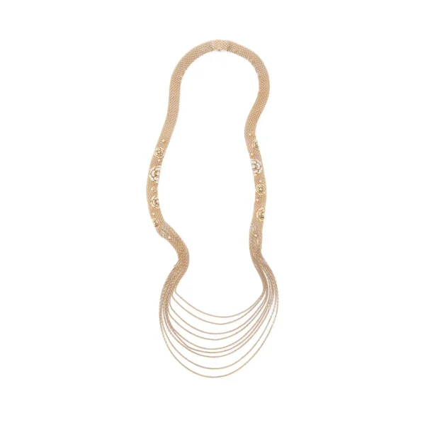 Chanel Gold and Diamond Camellia Multi Strand Flapper Necklace - Image 6