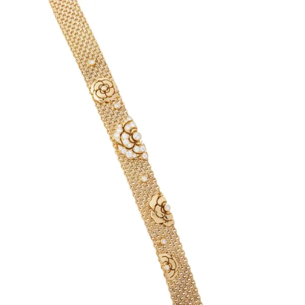 Chanel Gold and Diamond Camellia Multi Strand Flapper Necklace - Image 3