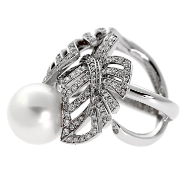 Chanel Pearl Diamond White Gold Cocktail Ring - Image 2