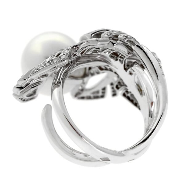 Chanel Pearl Diamond White Gold Cocktail Ring - Image 3