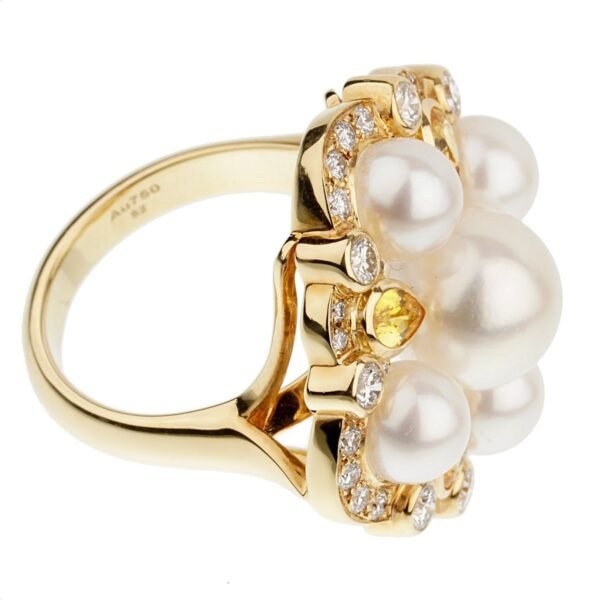 Chanel Pearl Diamond Yellow Sapphire Yellow Gold Cocktail Ring - Image 2