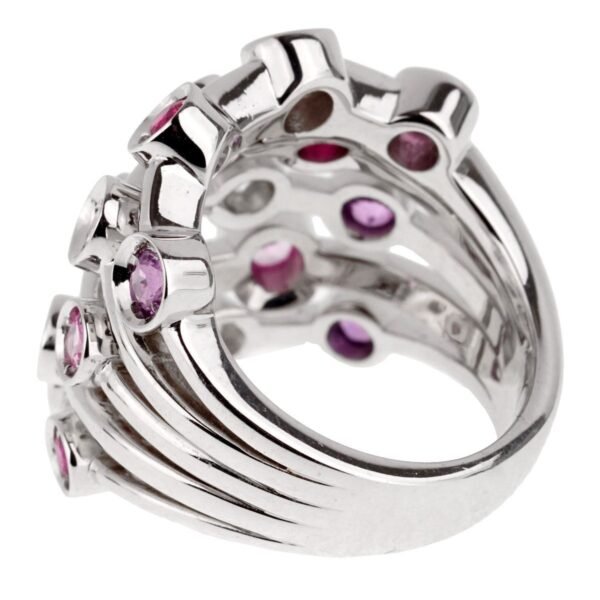 Chanel Pink Sapphire Diamond White Gold Ring - Image 4