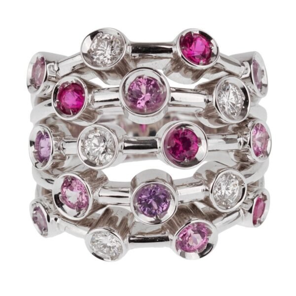 Chanel Pink Sapphire Diamond White Gold Ring - Image 3