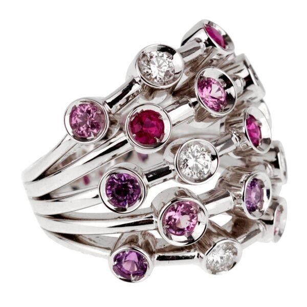 Chanel Pink Sapphire Diamond White Gold Ring - Image 2