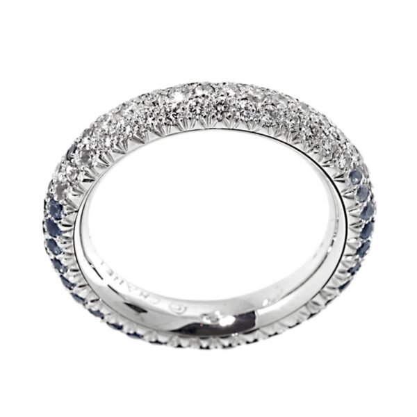 Chanel Sapphire Eternity White Gold Diamond Cocktail Ring Sz 6 - Image 2