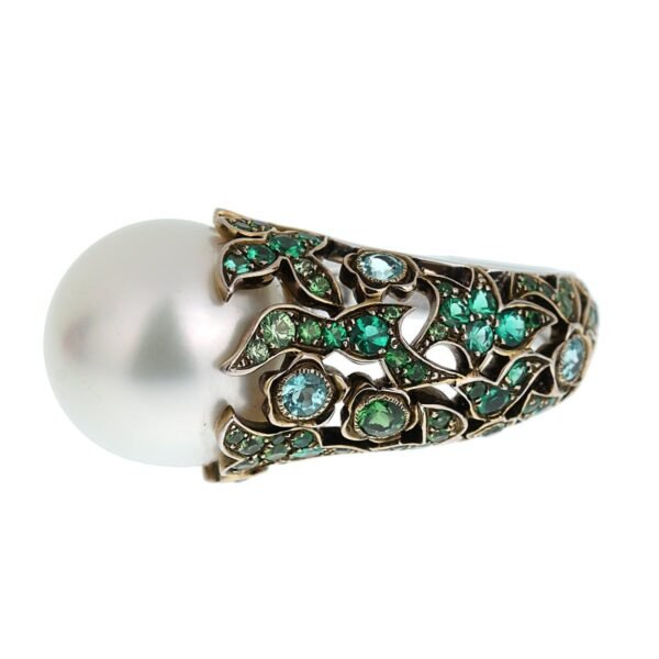 Chanel South Sea Pearl Tourmaline Diamond Ring - Image 3