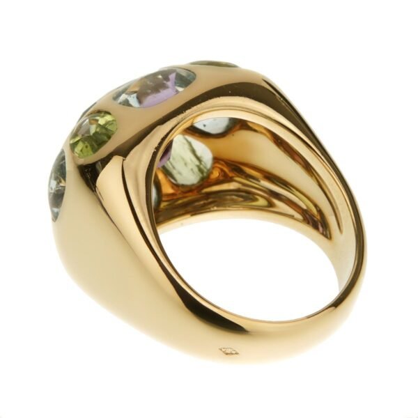 Chanel Vintage 18k Yellow Gold Amethyst Peridot Topaz Cocktail Ring - Image 4