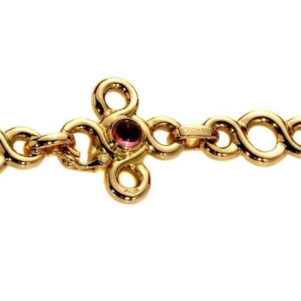 Chanel Vintage Gemstone Yellow Gold Choker Necklace - Image 3