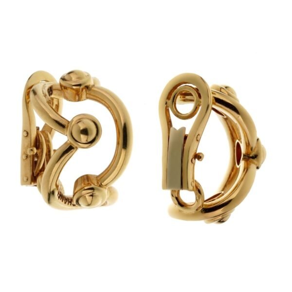 Chanel Vintage Yellow Gold Hoop Earrings - Image 2