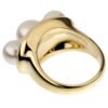 Chanel Vintage Yellow Gold Pearl Cocktail Ring Size 6 1/2 - Image 2