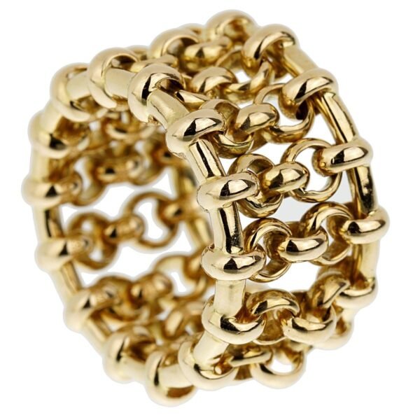 Chanel Yellow Gold Chain Link Cocktail Band Ring Sz 4 3/4 - Image 2