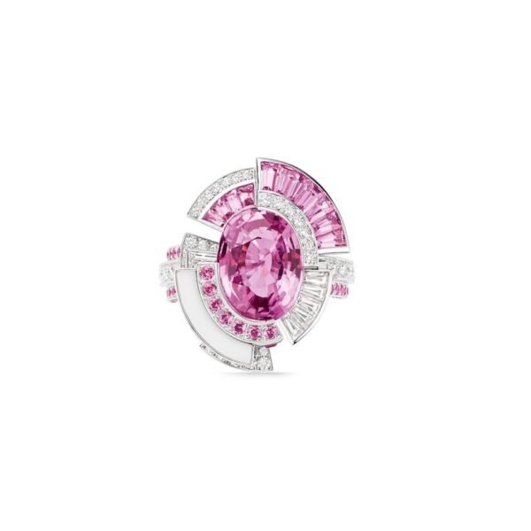 Chaumet Labyrinthe Ring For Sale - White gold, pink sapphire, agate, diamonds. - Image 2