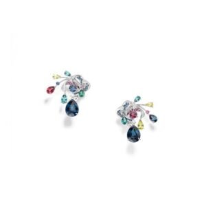 Chaumet Soleil de Minuit Earrings - White gold, blue spinels, red spinels