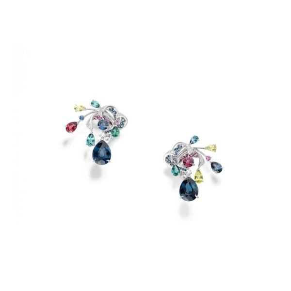 Chaumet Soleil de Minuit Earrings - White gold, blue spinels, red spinels