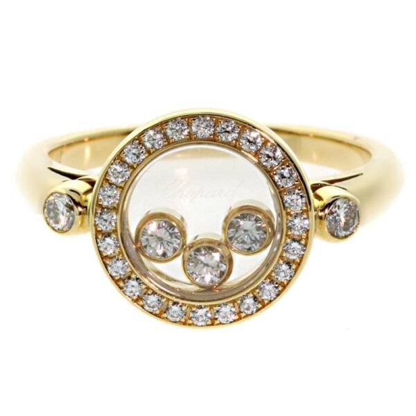 Chopard Happy Diamond Yellow Gold Cocktail Ring Size 6 1/2 - Image 2