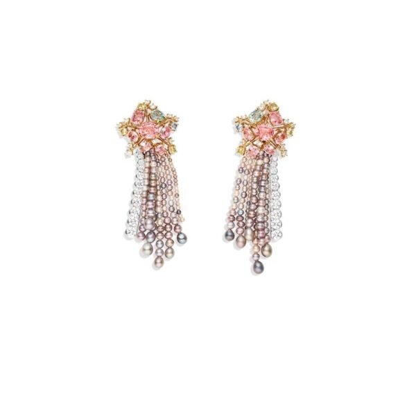 Buy Comète des Mers Earrings - White and rose gold, Padparadscha sapphires
