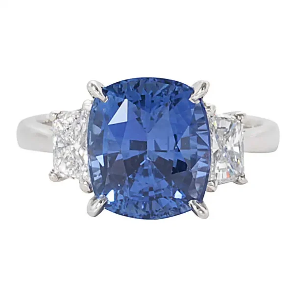 Cushion Cut Blue Sapphire Diamond Gold Ring GIA Certified 8.04 Carat - Image 2