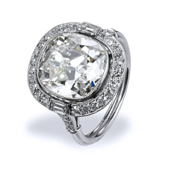 Cushion Cut Diamond Modern Old European & Baguettes 7.5 GIA Certified 6.53 Carat - Image 2