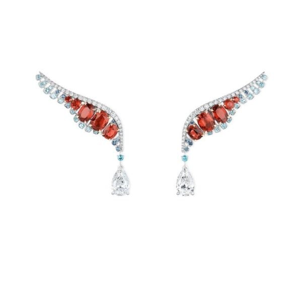 Buy Chaumet Escales Earrings - White and rose gold, diamonds, red spinels