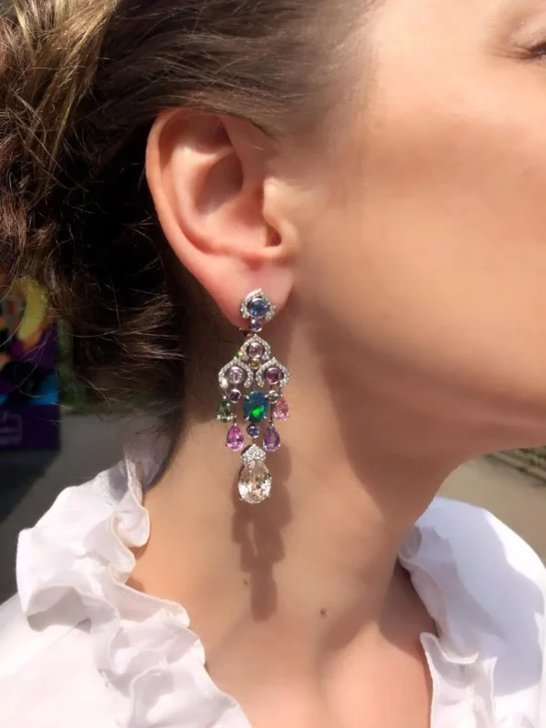 Fabergé Délices D’Été Collection Diamond Sapphire Black Opal Earrings - Image 4