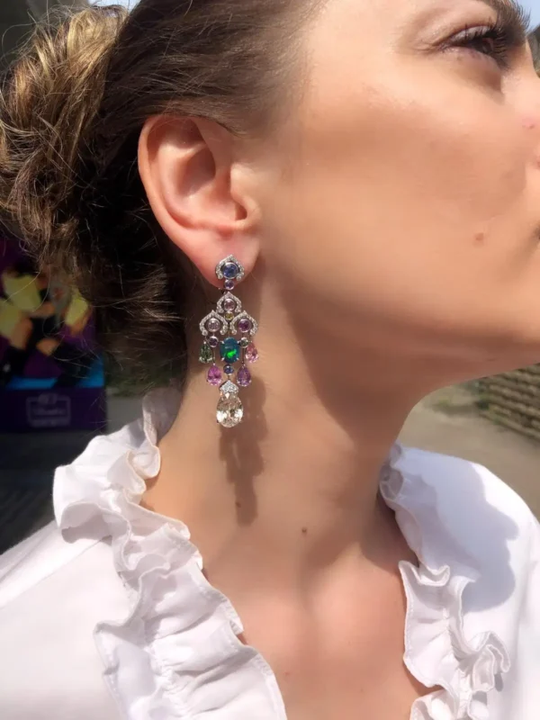 Fabergé Délices D’Été Collection Diamond Sapphire Black Opal Earrings - Image 2