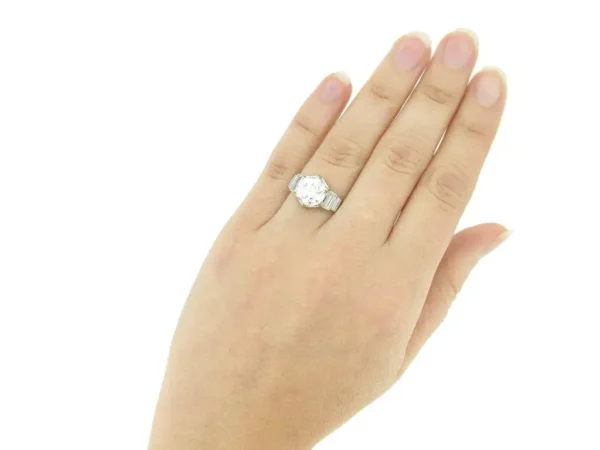 French Solitaire Diamond Engagement Ring with Diamond Set Shoulders - Image 6