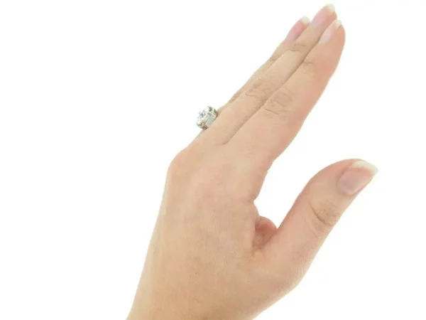 French Solitaire Diamond Engagement Ring with Diamond Set Shoulders - Image 5