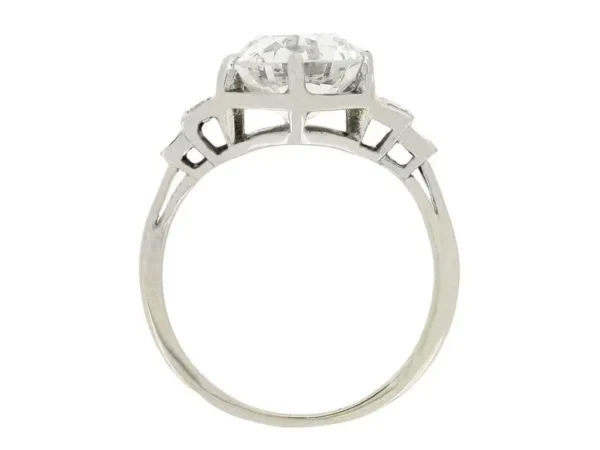 French Solitaire Diamond Engagement Ring with Diamond Set Shoulders - Image 3