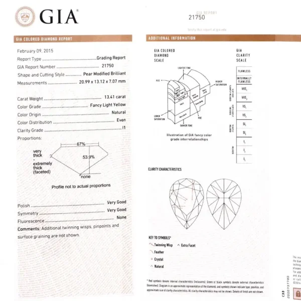 GIA 13.41 Carat Natural Fancy Pear Diamond with Baguette Platinum and Gold Ring - Image 6